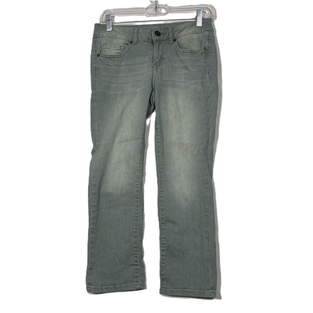 SO Capri Sage Green Juniors Denim Crop Capri Jeans Sz 3 Stretch Minimalist